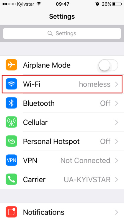 Step 1: Open active Wi-Fi connection in Settings
